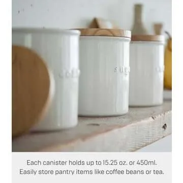 Yamazaki Home Tosca Ceramic Canister – Dry Food Kitchen Storage Container Organizer, White