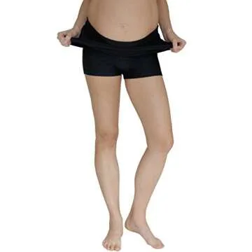 Mermaid Maternity Women's Maternity Swim Skirt with Attached Boyshort - Small Black