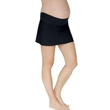 Mermaid Maternity Women's Maternity Swim Skirt with Attached Boyshort - Small Black