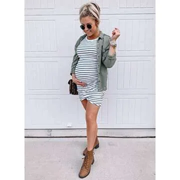 BTFBM Women 2024 Summer Sleeveless Tank Dresses Crew Neck Slim Fit Short Casual Ruched Bodycon Party Club Mini Dress(106Stripe, Medium)