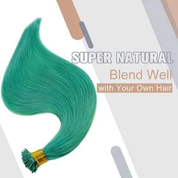 Stick Tip Extensions Real Human Hair 18 Inch 25G Per Set Color Teal Fusion I Tip Hair Extensions Kertain Pre-Bonded Hair Extensions
