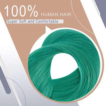 Stick Tip Extensions Real Human Hair 18 Inch 25G Per Set Color Teal Fusion I Tip Hair Extensions Kertain Pre-Bonded Hair Extensions