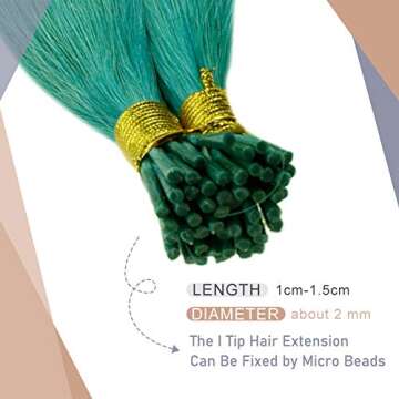 Stick Tip Extensions Real Human Hair 18 Inch 25G Per Set Color Teal Fusion I Tip Hair Extensions Kertain Pre-Bonded Hair Extensions