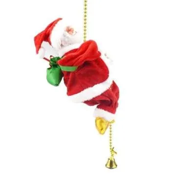 Climbing Santa Claus 9" Christmas Ornament Xmas Decoration Climbs Up and Down Battery Operated Toy w...