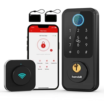 Hornbill Wi-Fi Smart Deadbolt Lock, Keyless Entry Door Lock, Smart Lock for Front Door, Biometric Fi...