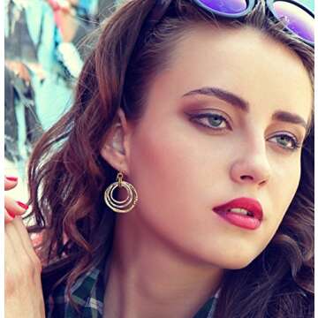 SPUNKYsoul 3 Circle Boho Earrings - Handmade, Lightweight 2-Inch Bohemian Dangle Earrings for Women ...