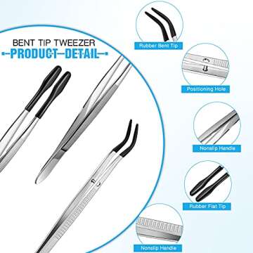 6 Pieces Rubber Tipped Tweezers PVC Stainless Steel Rubber Coated Tips Tweezers for Jewelry Hobby Industrial Hobby Craft (Black and Red)