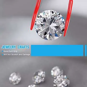 Rubber Tipped Tweezers Set for Jewelry Crafting