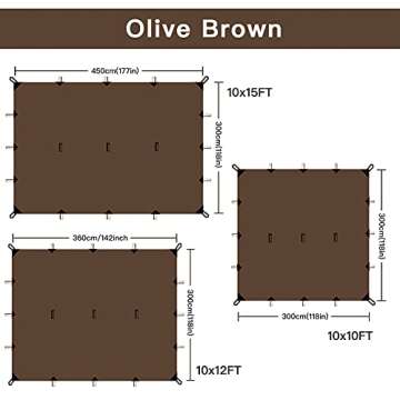 KALINCO Camping Tarp Waterproof, 10X12FT Hammock Rain Fly Tarp Tent, Multifunctional Tent Footprint,...