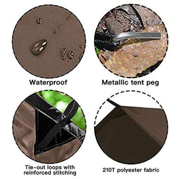 KALINCO Camping Tarp Waterproof, 10X12FT Hammock Rain Fly Tarp Tent, Multifunctional Tent Footprint, Lightweight and Compact for Backpacking, Hiking (Coffee-10X12FT)