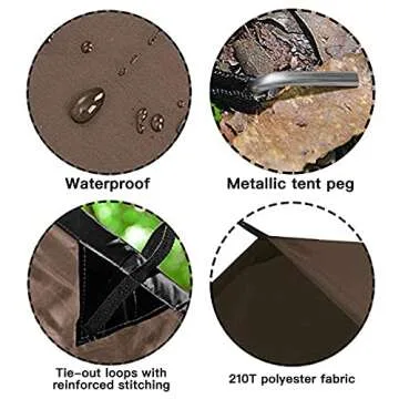 KALINCO Camping Tarp Waterproof, 10X12FT Hammock Rain Fly Tarp Tent, Multifunctional Tent Footprint, Lightweight and Compact for Backpacking, Hiking (Coffee-10X12FT)