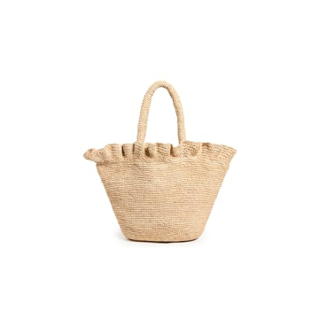 Loeffler Randall Women's Cyrus Raffia Woven Tote with Ruffle, Natural, Tan, One Size