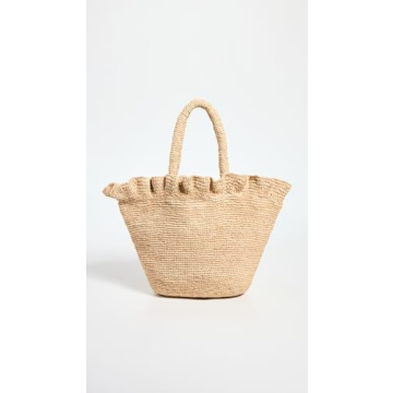 Loeffler Randall Women's Cyrus Raffia Woven Tote with Ruffle, Natural, Tan, One Size