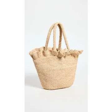 Loeffler Randall Women's Cyrus Raffia Woven Tote with Ruffle, Natural, Tan, One Size