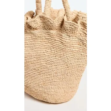 Loeffler Randall Women's Cyrus Raffia Woven Tote with Ruffle, Natural, Tan, One Size