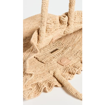 Loeffler Randall Women's Cyrus Raffia Woven Tote with Ruffle, Natural, Tan, One Size