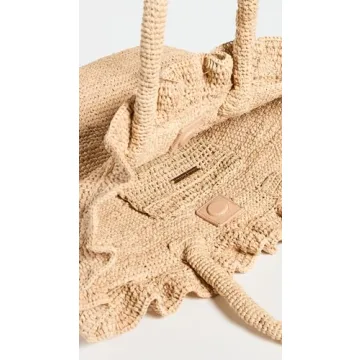 Loeffler Randall Women's Cyrus Raffia Woven Tote with Ruffle, Natural, Tan, One Size