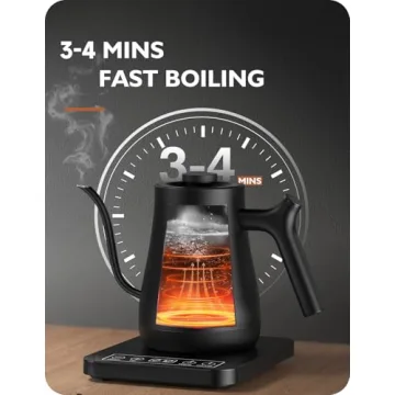 Gooseneck Electric Kettle Tea Kettle Temperature Control Large LCD Screen 4H Warm Function Quick Boiling Pour Over Kettle for Coffee Anti-dry Protection, Stainless Steel Inner Water Boiler