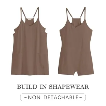 Caracilia Womens Summer Mini Dress 2025 Casual Sleeveless Built in Shapewear Sundress Trendy Short Tennis Athletic Outfits Coffee Medium