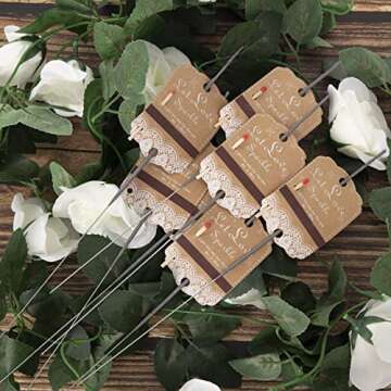 100pcs Rustic White Lace Wedding Sparkler Tags with Match Holder and Striker Send Off Exit Tags for Wedding, Kraft Paper