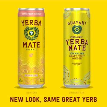 Guayakí Yerba Mate Organic Sparkling Energy Drink Alternative, Grapefruit Ginger - 80mg Natural Caf...