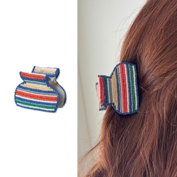 INK+ALLOY Small Beaded Hair Clips - Gia Cute Claw Clips for Women, Handmade Hair Accessories for Mod...