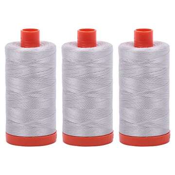 Aurifil 50wt Cotton Thread Spools - 3 Pack Aluminum Color