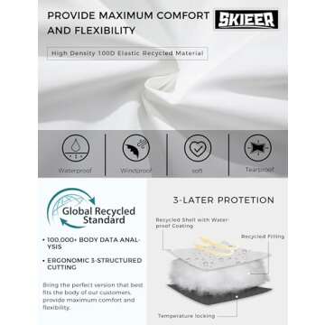 Skieer Girl's Winter Hooded Ski Jacket Windproof Insulated Raincoats White 8