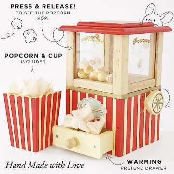 Le Toy Van - Wooden Honeybake Retro Popcorn Machine | Cinema, Kitchen Or Movies Pretend Play | Movie...