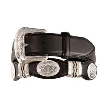 Tony Lama Men's Scalloped Black Leather Belt - Size 36