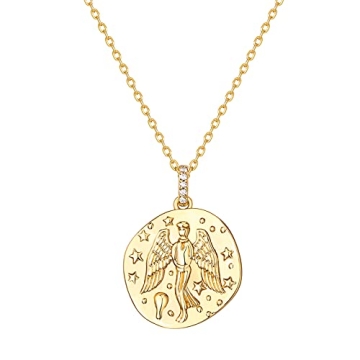 PAVOI 14K Gold Plated Engraved Coin Pendant Necklace | Byzantine Bohemian Charm