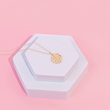 PAVOI 14K Gold Plated Engraved Coin Pendant Necklace