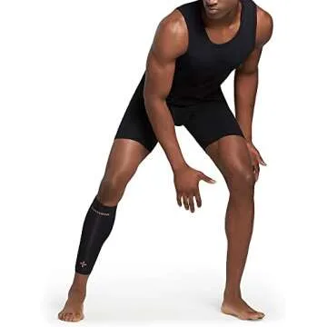 Tommie Copper Core Compression Calf Sleeve, Unisex, Men & Women | Lightweight, Breathable Support Sleeve for Muscle Fatigue & Recovery - Black - Large