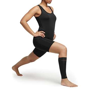 Tommie Copper Core Compression Calf Sleeve, Unisex, Men & Women | Lightweight, Breathable Support Sleeve for Muscle Fatigue & Recovery - Black - Large