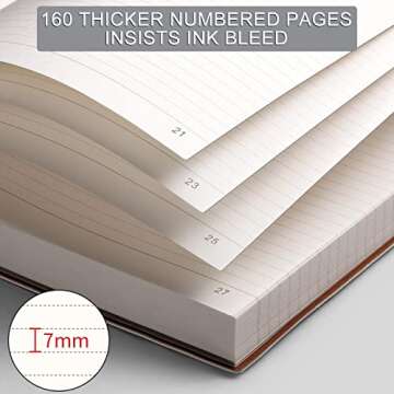 AHGXG Lined Journal Notebook - 320 Numbered Pages Leather Journal for Women, 100gsm Thick College Ruled Paper, Large B5 Softcover Journal for Writing Work School, 7.6'' X 10''-LightGreen