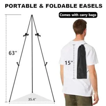 Display Easel Stand for Wedding Signs, EHWINE 2 Pack 63 Inch Foldable Painting Easels