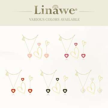 Linawe Black Gold Heart Necklaces for Women Trendy, Stainless Steel Pendant Choker Layering Necklace Set, Preppy Cute Y2K Jewelry, Gift for Her Valentines Day Anniversary Birthday