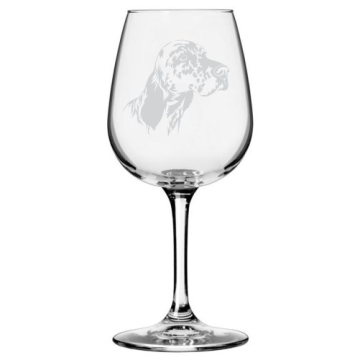 English Setter Dog Themed Etched All Purpose 12.75oz Wine Glass