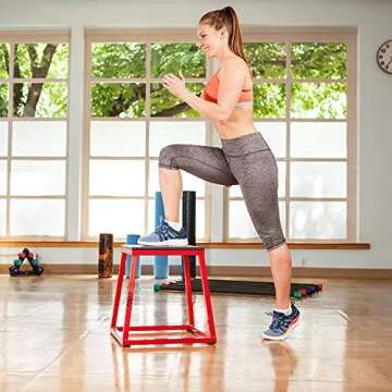 JFIT Plyometric Jump Box Set of 4 - 12", 18", 24", 30", Red/Black