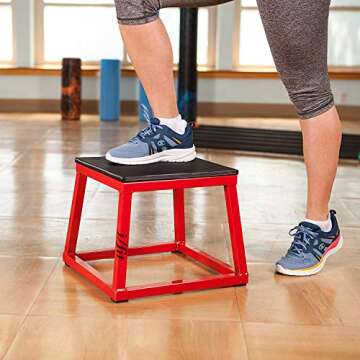 JFIT Plyometric Jump Box Set of 4 - 12", 18", 24", 30", Red/Black