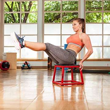 JFIT Plyometric Jump Box Set of 4 - 12", 18", 24", 30", Red/Black