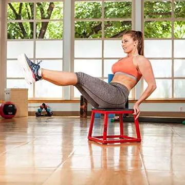 JFIT Plyometric Jump Box Set of 4 - 12", 18", 24", 30", Red/Black