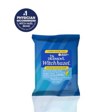 T.N. Dickinson's Witch Hazel New Soothing MultiUse Cleansing Cloth, Clear, 25 Count