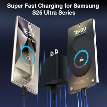 45W Samsung Super Fast Phone Charger, USB C Fast Charger Samsung Charger Fast Charging Cord Samsung Galaxy S25 S24 Ultra Charger 10FT Type C Charger Cable for Samsung Galaxy S25 Ultra/S25/S24/S23/S22