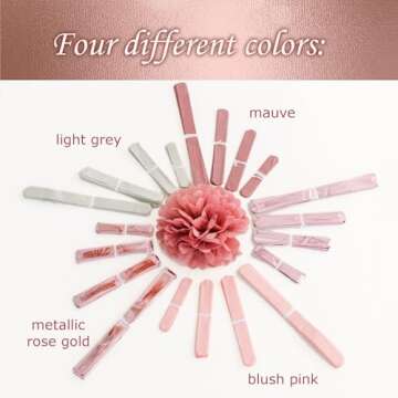 20 PCS Pink Rose Gold Party Decoration - Tissue Paper Pom Poms - Birthday Party Decoration - Baby Shower - Bridal Shower - Rose Gold, Dusty Rose, Blush Pink, Grey - 14”, 10”, 8”, 6"