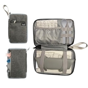 THEO'S Baby Led Weaning Supplies Clutch - Fits Mealtime Essentials and Includes Utensils Loops, Wet-...