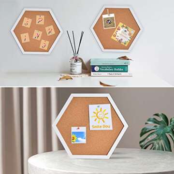 AkTop Cork Bulletin Board Hexagon 4 Pack for Home and Office Decor