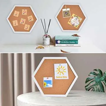AkTop Cork Bulletin Board Hexagon 4 Pack for Home and Office Decor