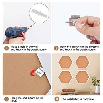 AkTop Hexagon Cork Bulletin Board 4 Pack for All Ages