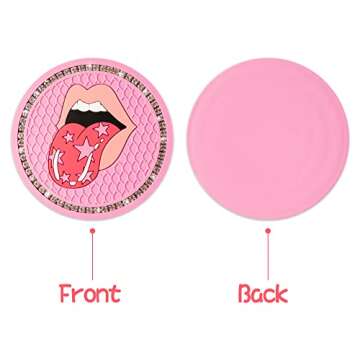 AellasNervalt 4Pcs Preppy Car Cup Coaster Smile Face Lightning Bolt Leopard Lip Bling Rhinestone Silicone Drink Coasters Non-Slip Heat Resistant Cups Mat Cup Holders Auto Accessories for Girls 2.8 in